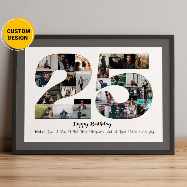 Order & Send Custom 25th Birthday Wall Decor Collage Gift For Him – CollagemasterCo